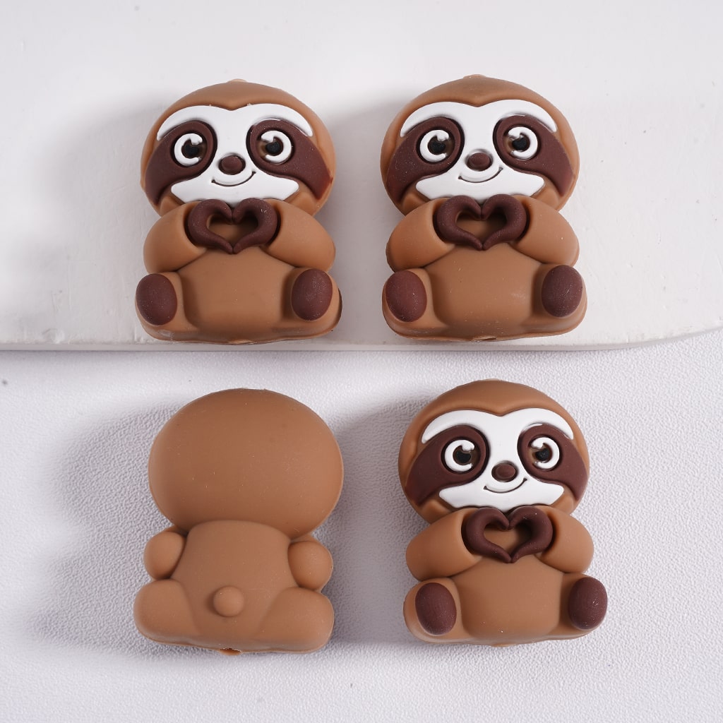 Silicone Focal Beads 3D Cute Animals Cow Panda Sloth Hippo Lion Gorilla