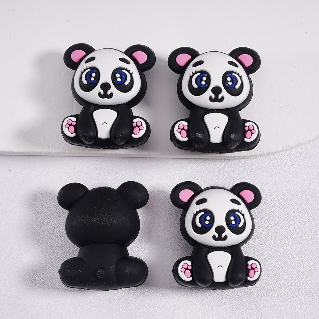 Silicone Focal Beads 3D Cute Animals Cow Panda Sloth Hippo Lion Gorilla