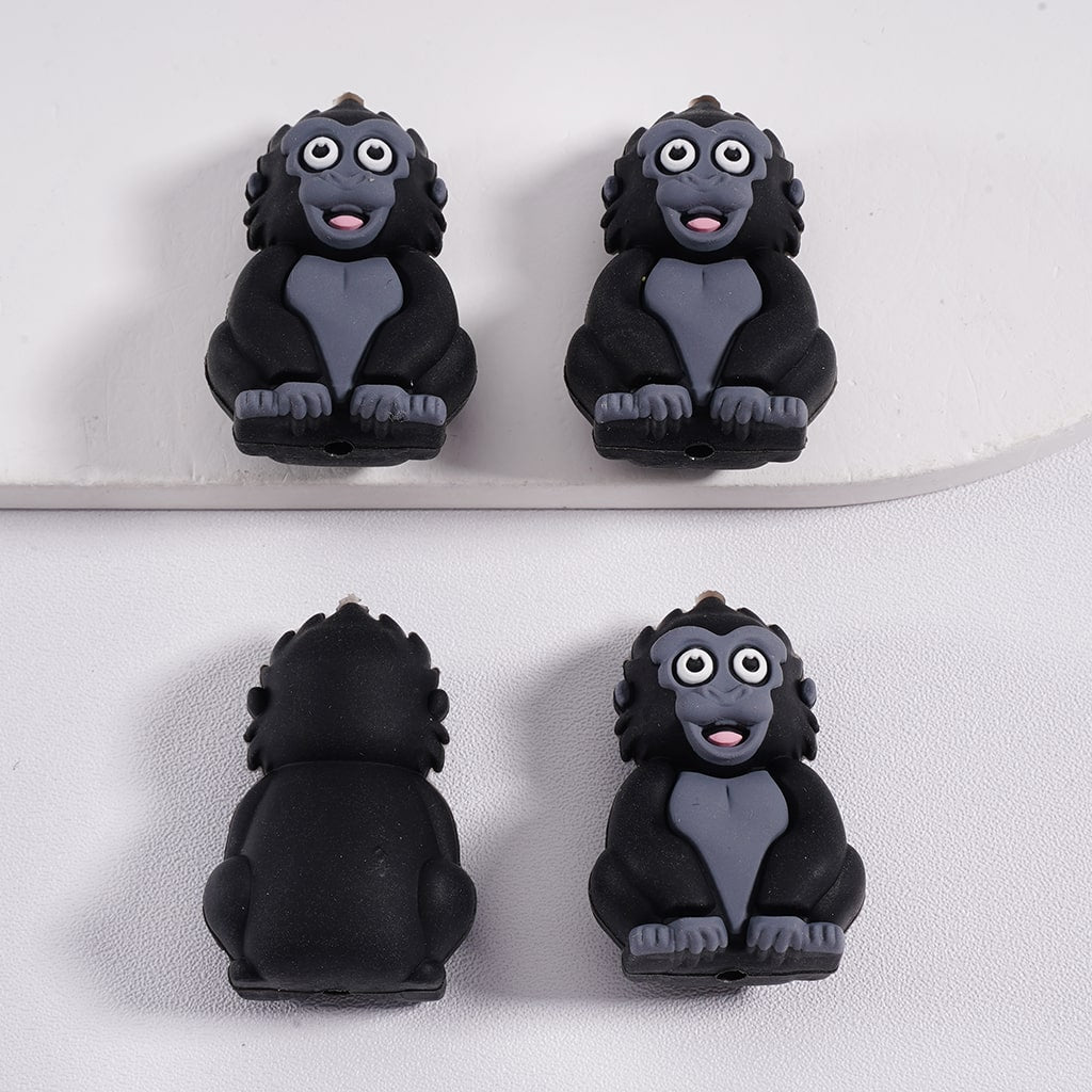 Silicone Focal Beads 3D Cute Animals Cow Panda Sloth Hippo Lion Gorilla