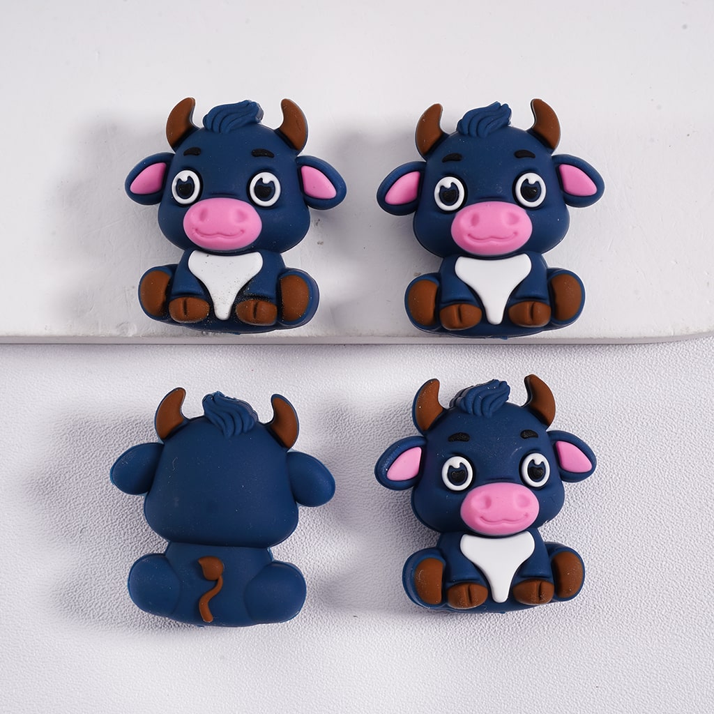 Silicone Focal Beads 3D Cute Animals Cow Panda Sloth Hippo Lion Gorilla