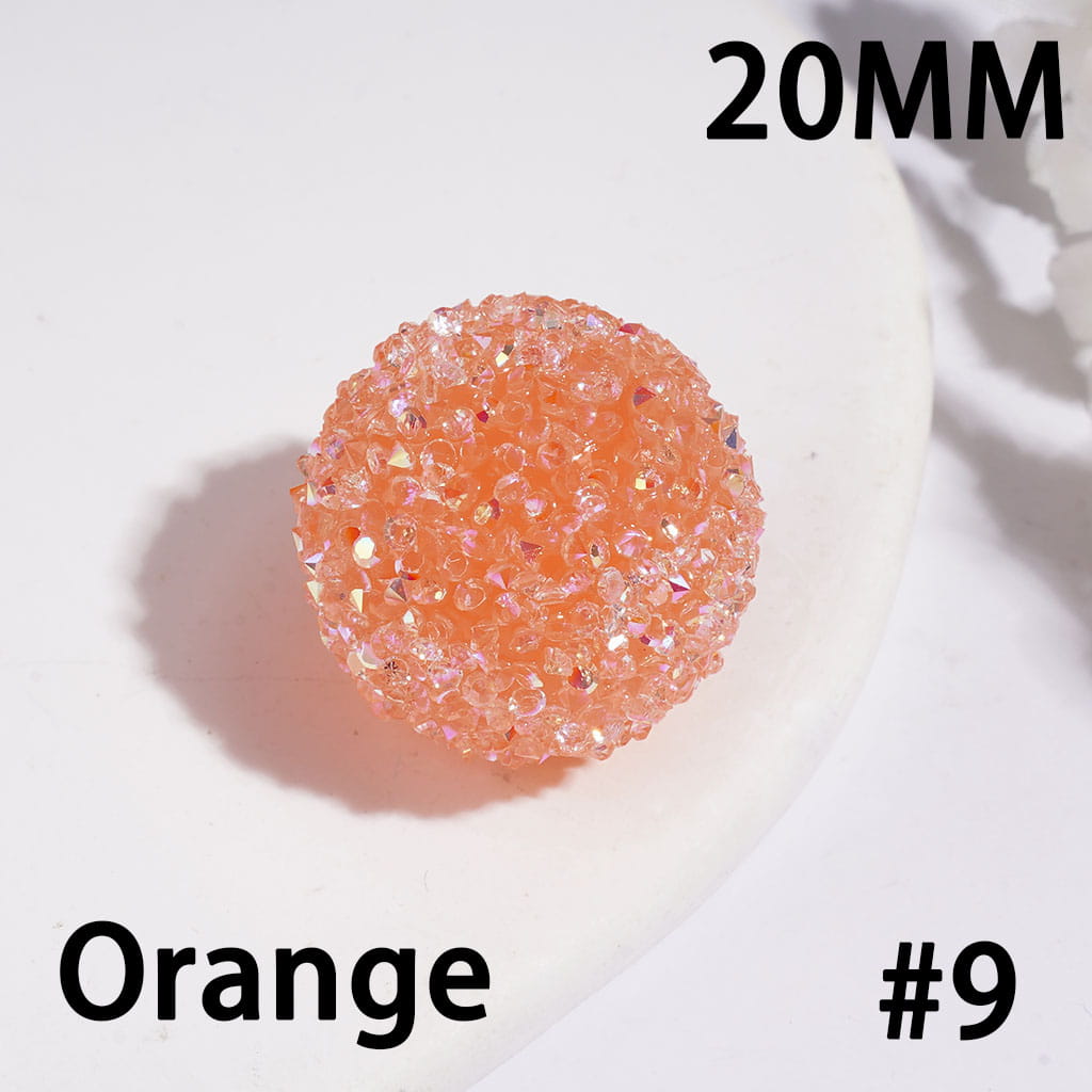 Hand-Made Acrylic Sugar Beads with Cone Shaped AB Rhinestones, 20MM Multi-Color