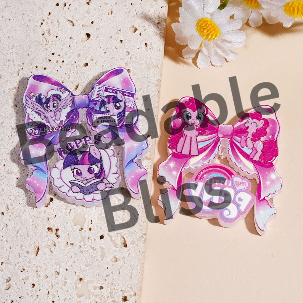 Unicorn Little Horse Character Theme Acrylic Beads Bow and Decoration, Random Mix (Please Read Description)