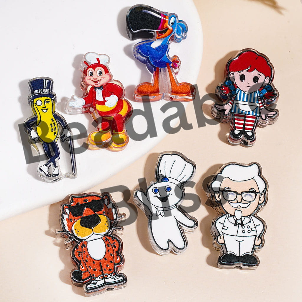 Acrylic Beads Classic Oat Breakfast Fast Food Bake Dough Snacks Mascot, Semi-Clear, Random Mix