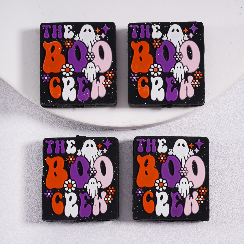 Silicone Focal Beads Halloween The Boo Crew Cute Ghost Flowers