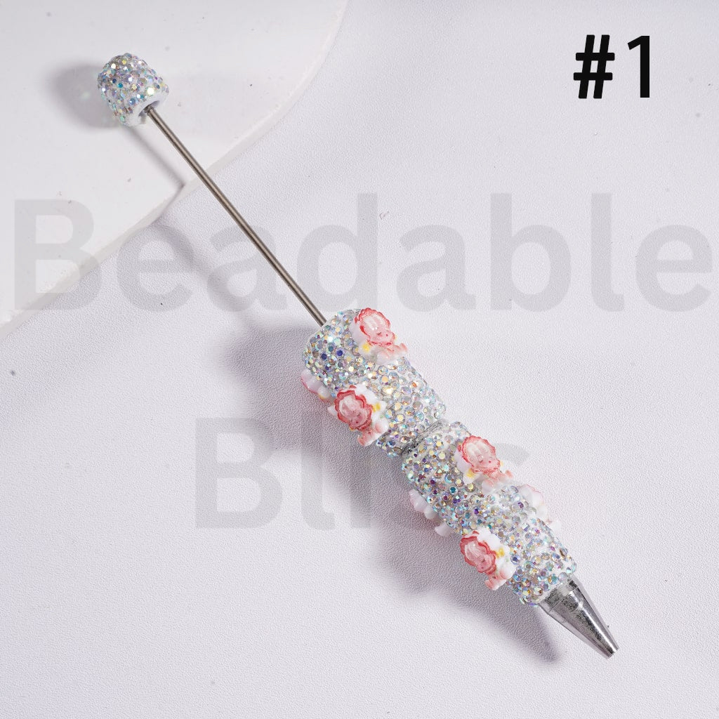 Luminous Beadable Clay Pens with AB Rhinestones Mini Cute Pop Mar Figures Charms