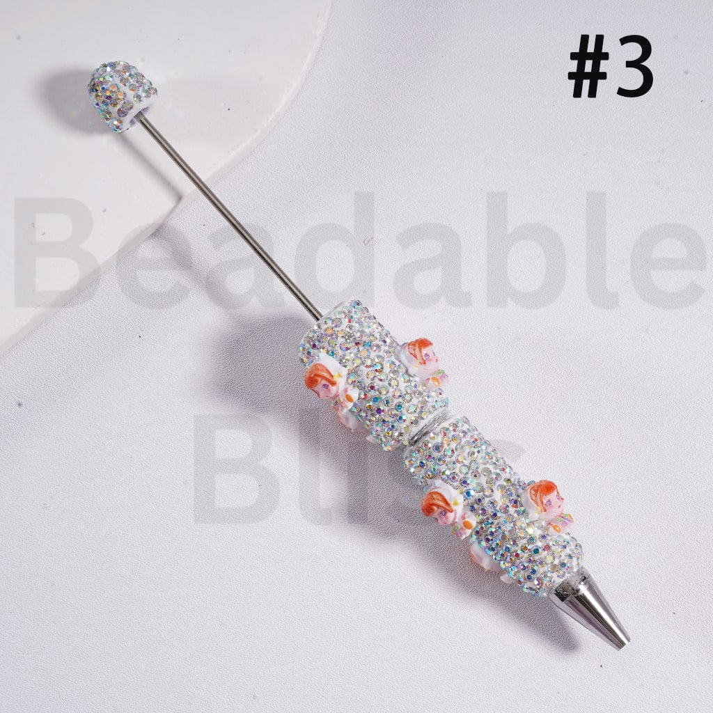 Luminous Beadable Clay Pens with AB Rhinestones Mini Cute Pop Mar Figures Charms