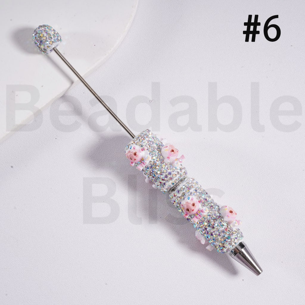 Luminous Beadable Clay Pens with AB Rhinestones Mini Cute Pop Mar Figures Charms