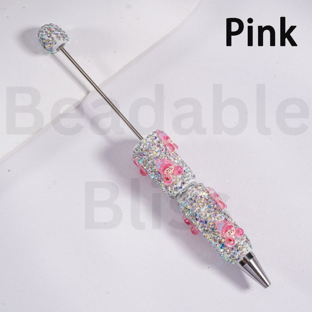 Beadable Clay Pen with AB Rhinestones Luminous Cute Little Girls