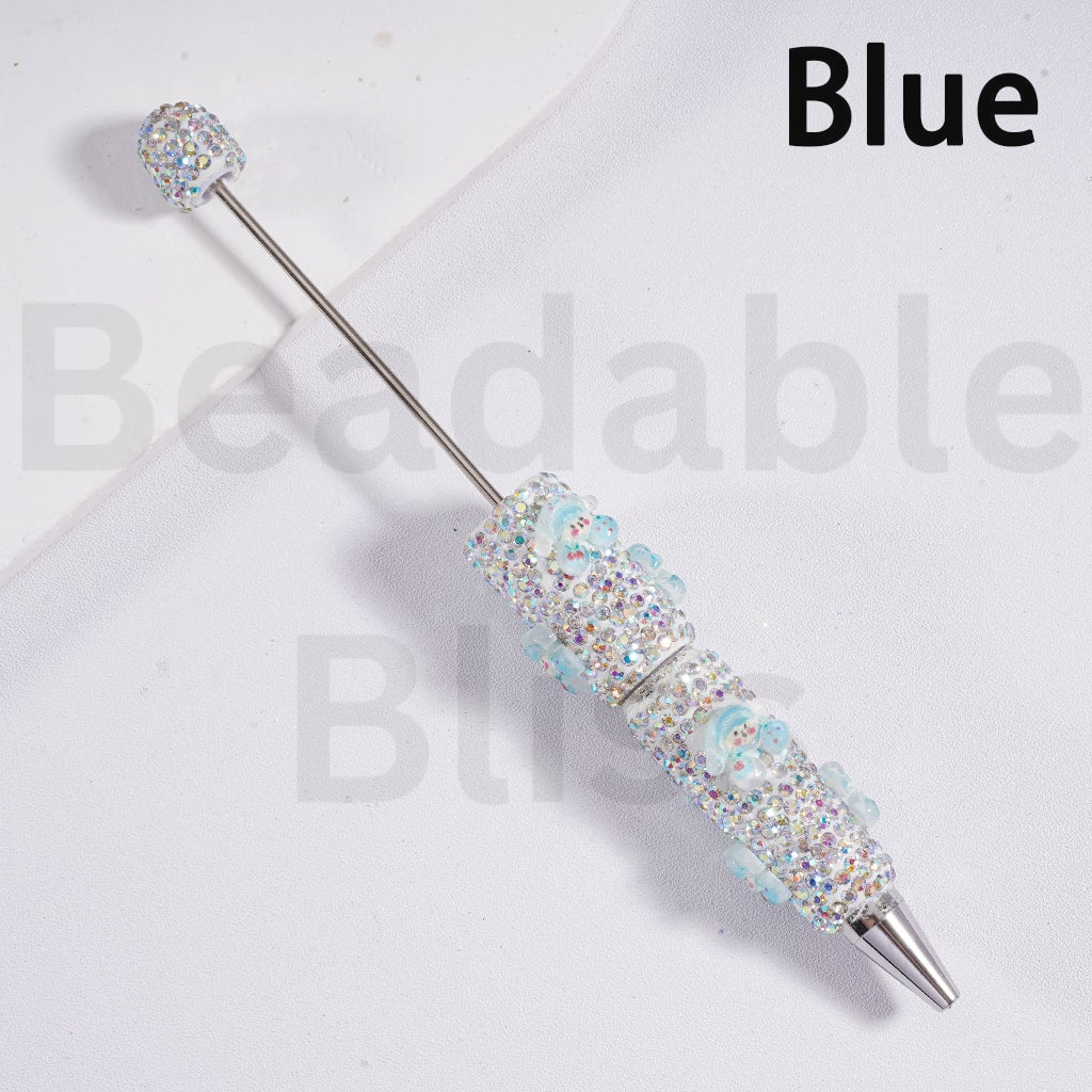 Beadable Clay Pen with AB Rhinestones Luminous Cute Little Girls