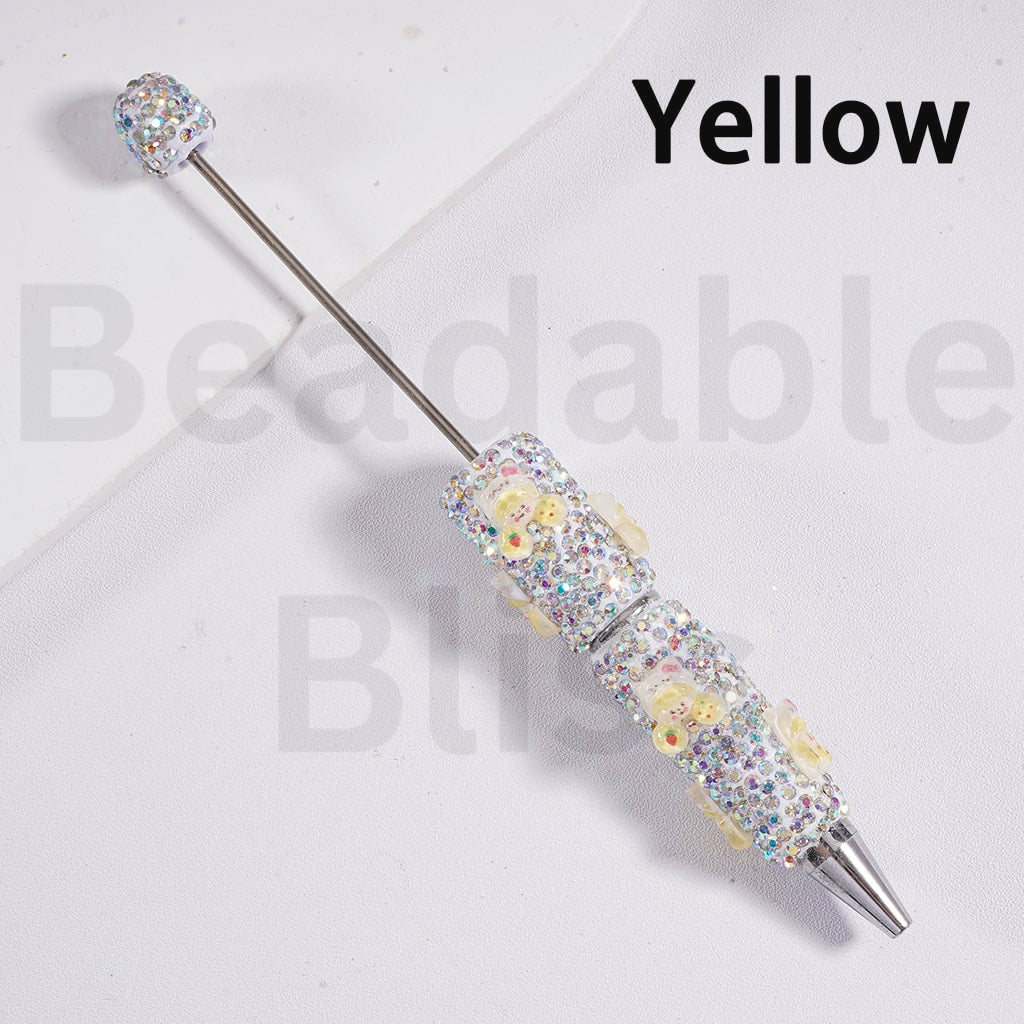 Beadable Clay Pen with AB Rhinestones Luminous Cute Little Girls