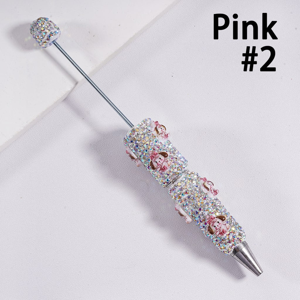 Beadable Clay Pen with AB Rhinestones Luminous Cute Little Dolls