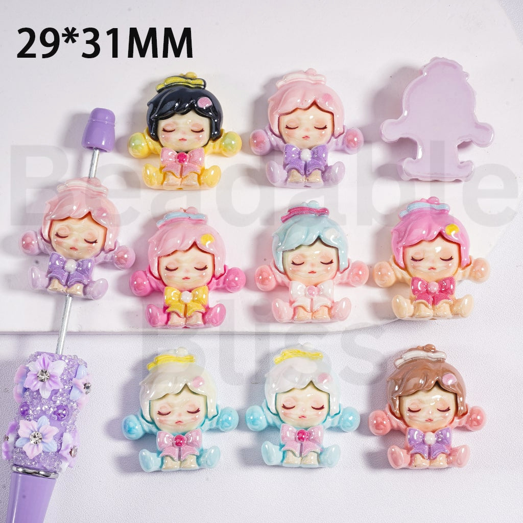 Acrylic Beads UV Coating Cute Girl Skullpand Series Pop Mar 29*31MM, Random Mix