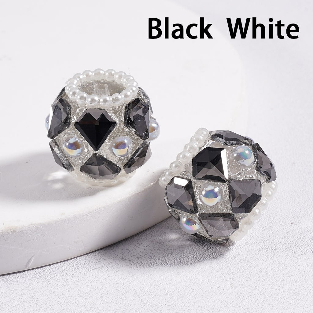 Acrylic Beads Shiny Diamond Shape Rhinestones White Pearls Loops Multi-Color 16*19MM