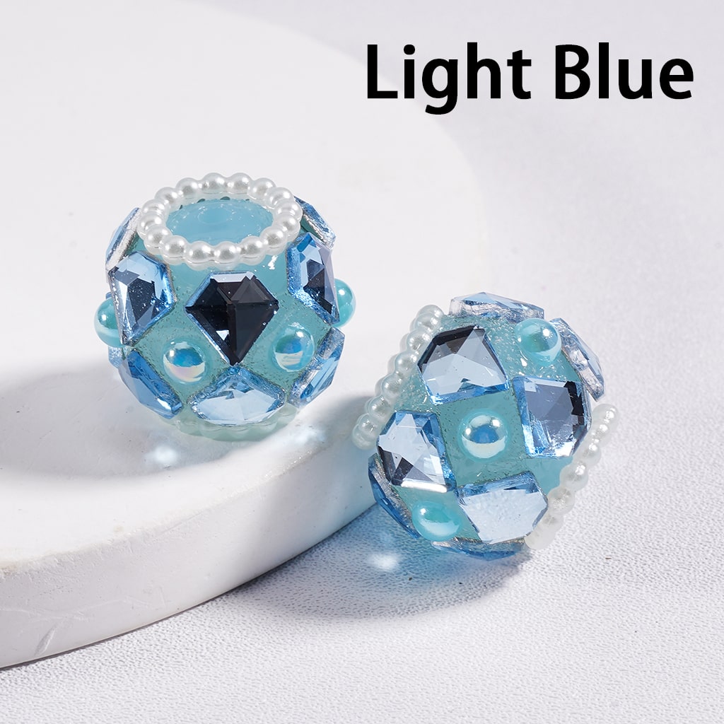 Acrylic Beads Shiny Diamond Shape Rhinestones White Pearls Loops Multi-Color 16*19MM