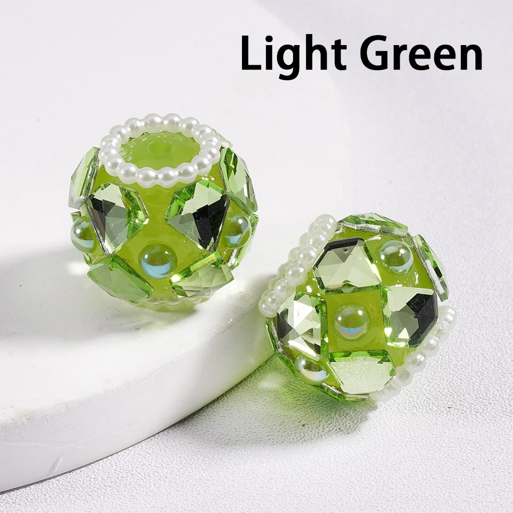 Acrylic Beads Shiny Diamond Shape Rhinestones White Pearls Loops Multi-Color 16*19MM