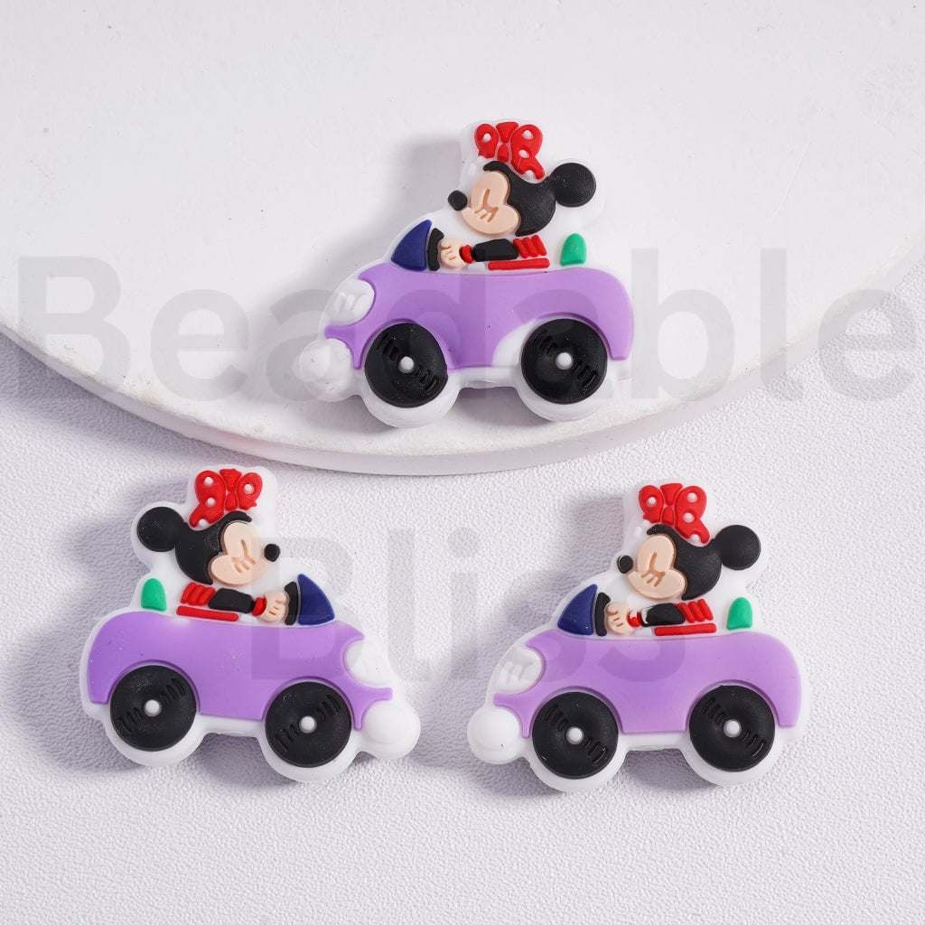 Silicone Focal Beads Cute Micke Minni Chib Maruko-cha Drives the Car