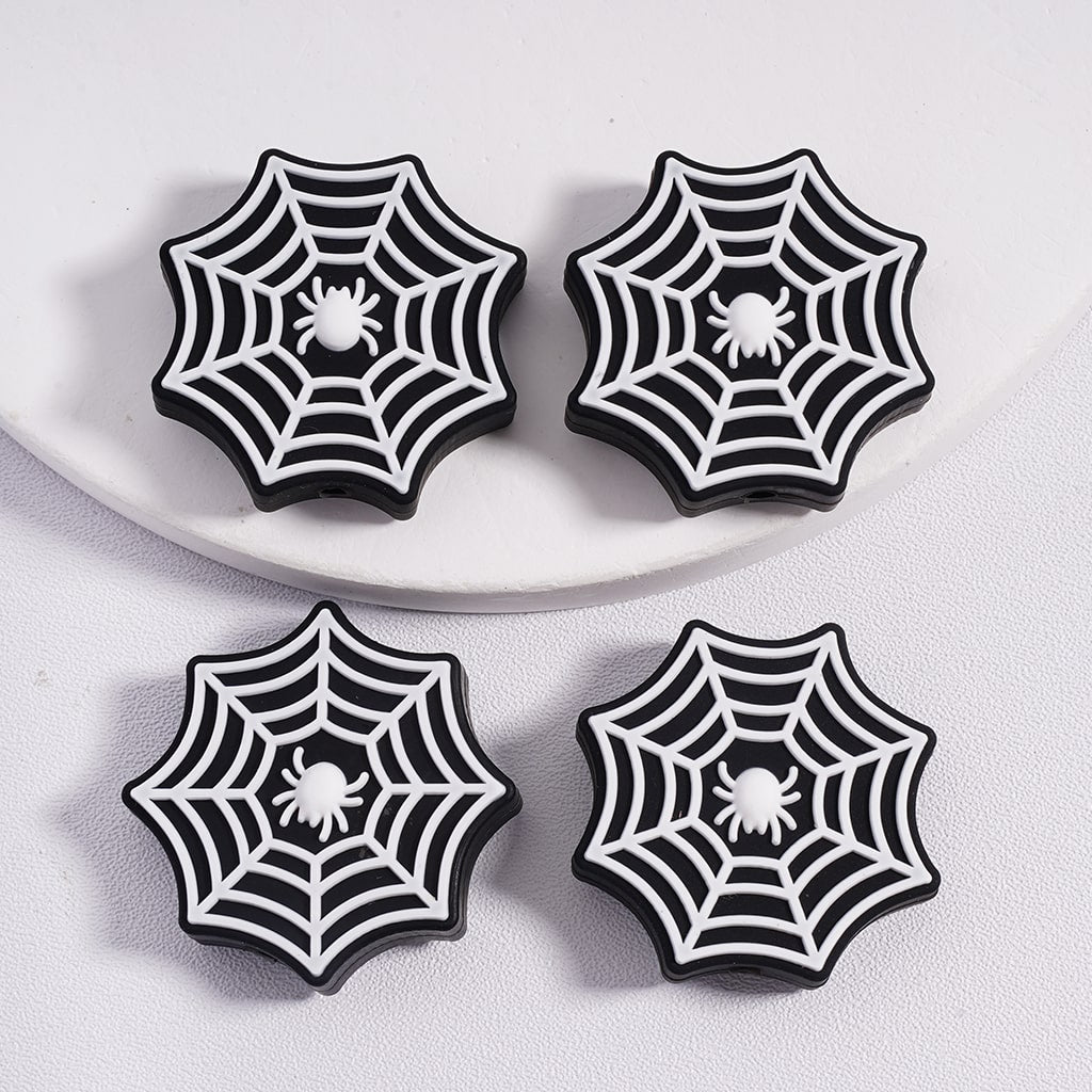 Silicone Focal Beads Vivid Spider Web Halloween