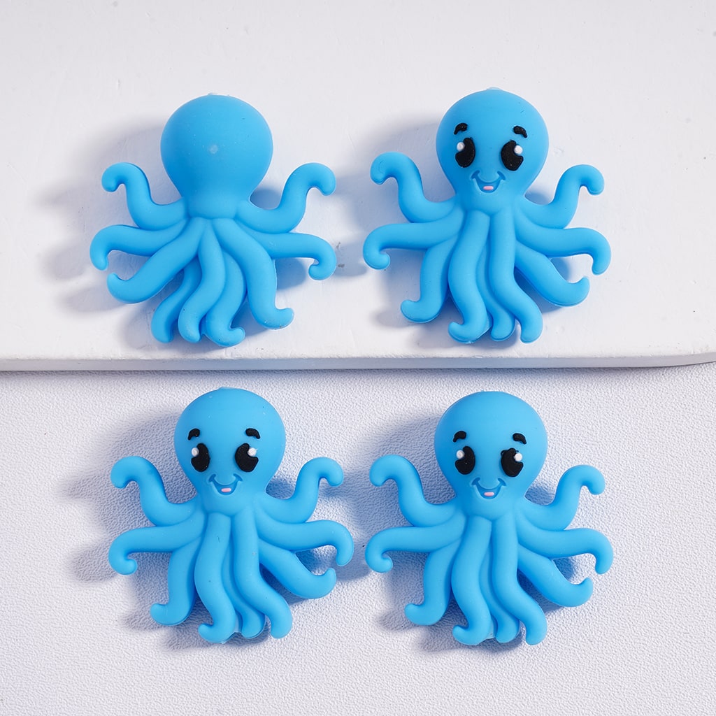 Silicone Focal Beads 3D Cute Marine Ocean Animals Shark Sea Horse Starfish Jellyfish Octopus