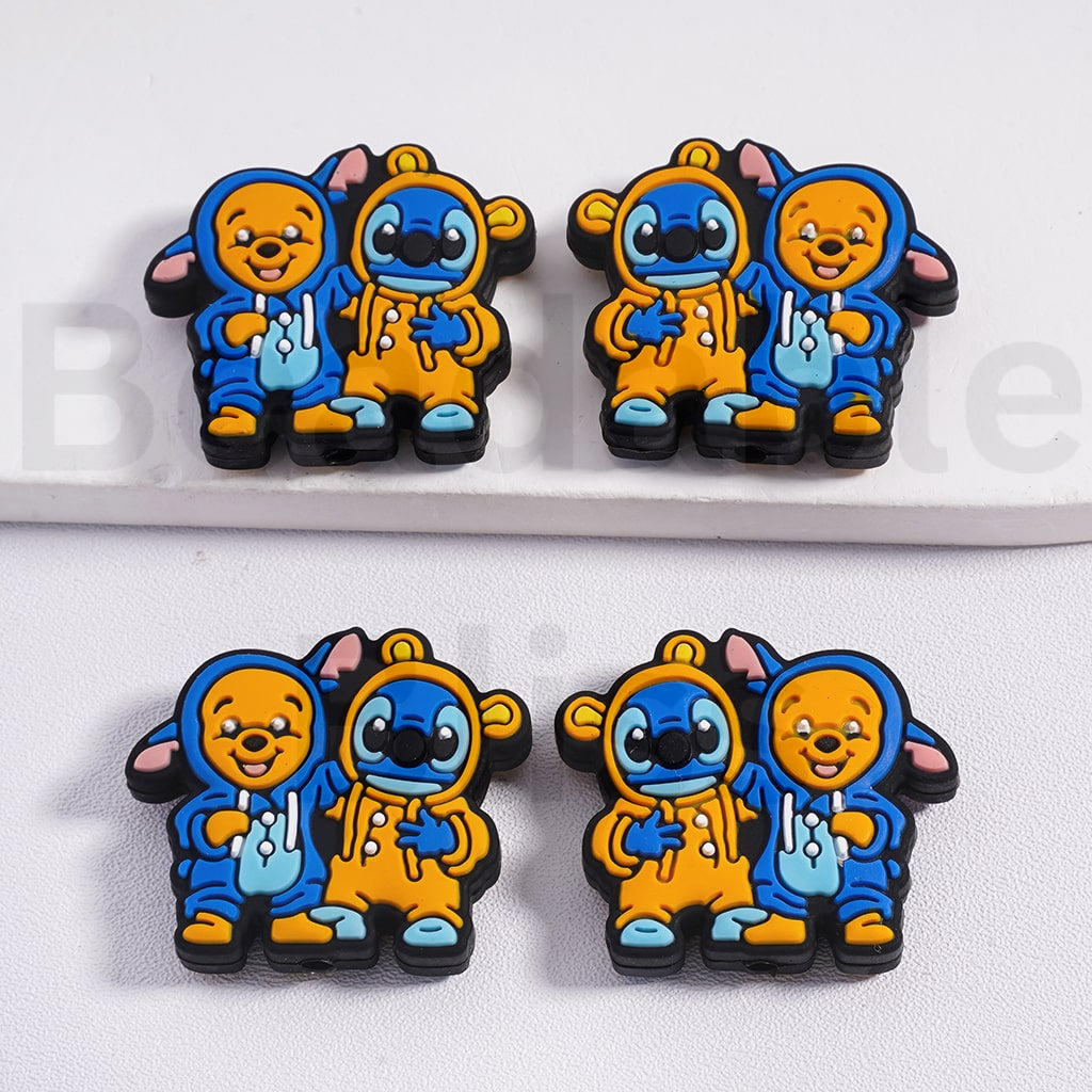 Silicone Focal Beads Cute Disne Cartoons Stitc Winni the Pooh Ange Micke Minni Pigle Donal Duck Dais