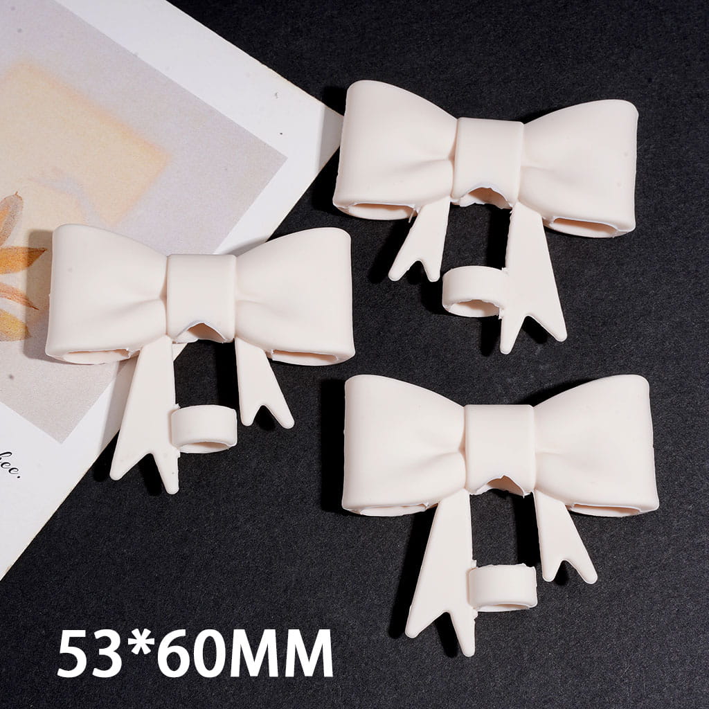 Food Grade Cup Tumbler Silicone Straw Topper Cute Bowknot in Milk Apricot White Color