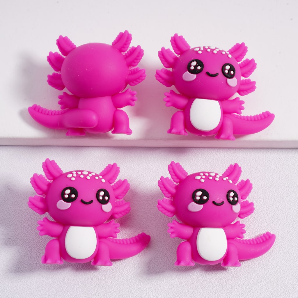 Silicone Focal Beads 3D Little Cute Axolotl Solid Color