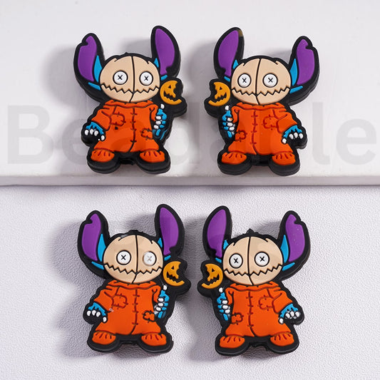 Silicone Focal Beads Cute Furry Space Pal with Halloween Costume Holds Haunted Mask Character Pumpkin