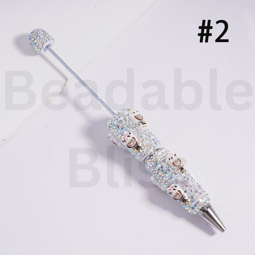 Beadable Clay Pen Luminous with AB Rhinestones Cute Labub in Different Costume