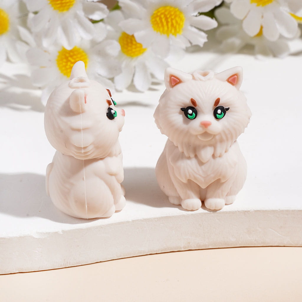 Silicone Focal Beads 3D Various Variety Cute Cat Series, Multi-Color