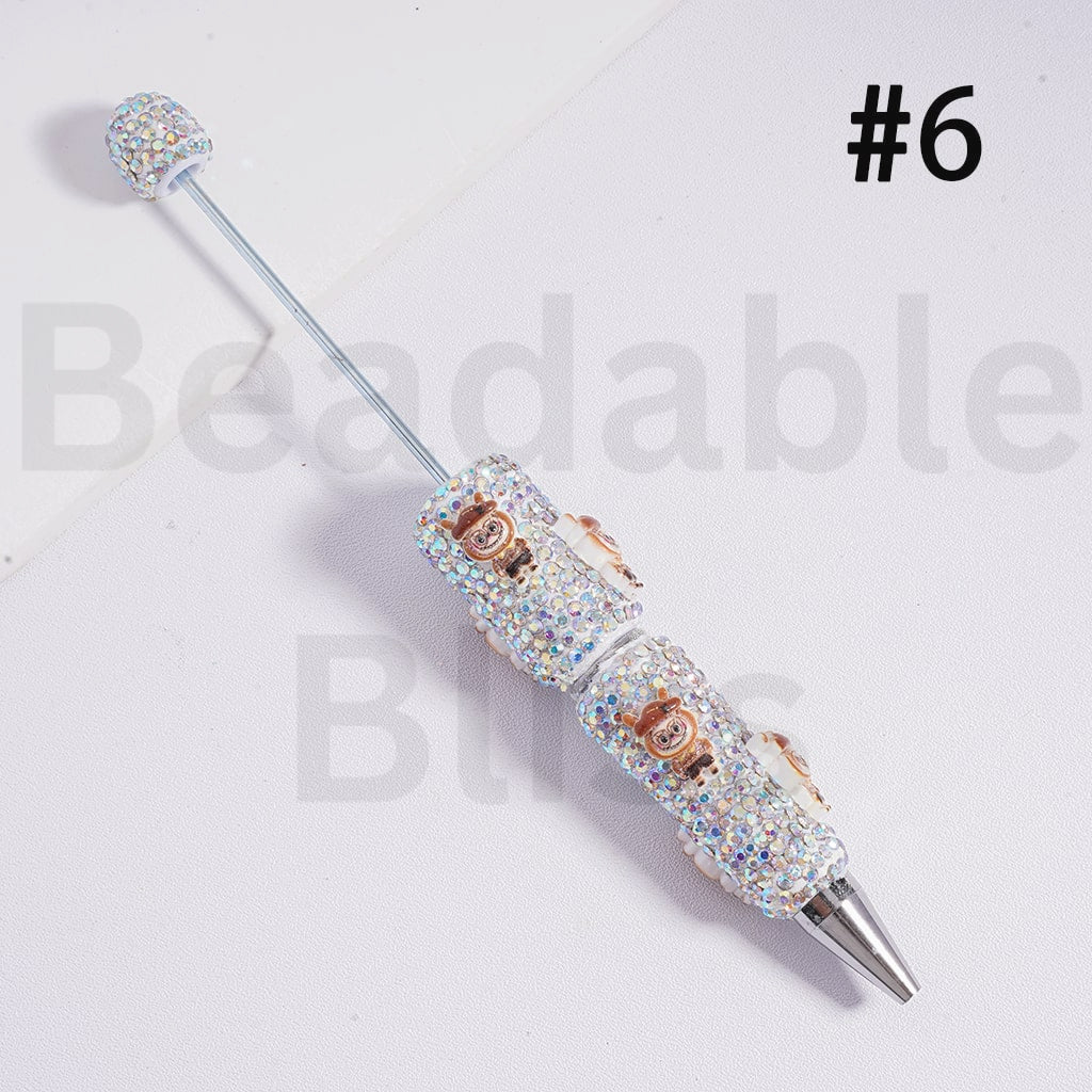 Beadable Clay Pen Luminous with AB Rhinestones Cute Labub in Different Costume