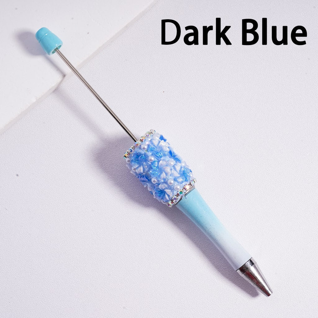 Beadable Pen Luminous Glitter Flowers White Pearls AB Rhinestones Chains Ombre Color