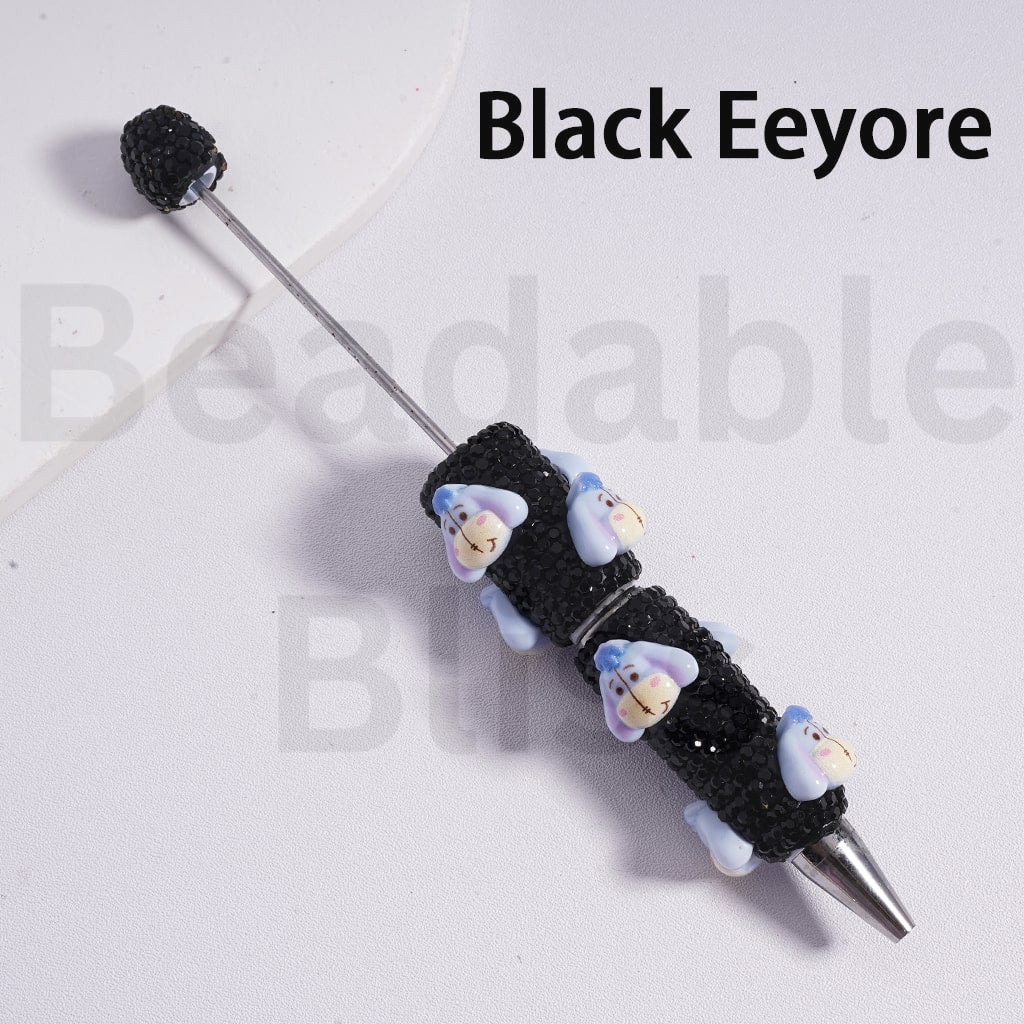 Beadable Clay Pens with AB & Black Rhinestones Winni the Poo & The Aristoca Series Pigle Mari Eeyor Tigge