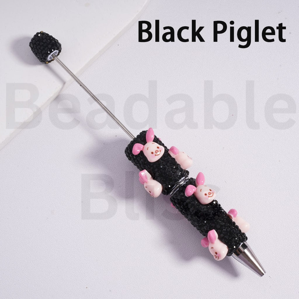 Beadable Clay Pens with AB & Black Rhinestones Winni the Poo & The Aristoca Series Pigle Mari Eeyor Tigge
