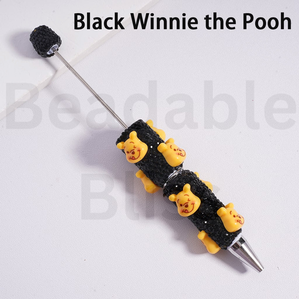 Beadable Clay Pens with AB & Black Rhinestones Winni the Poo & The Aristoca Series Pigle Mari Eeyor Tigge