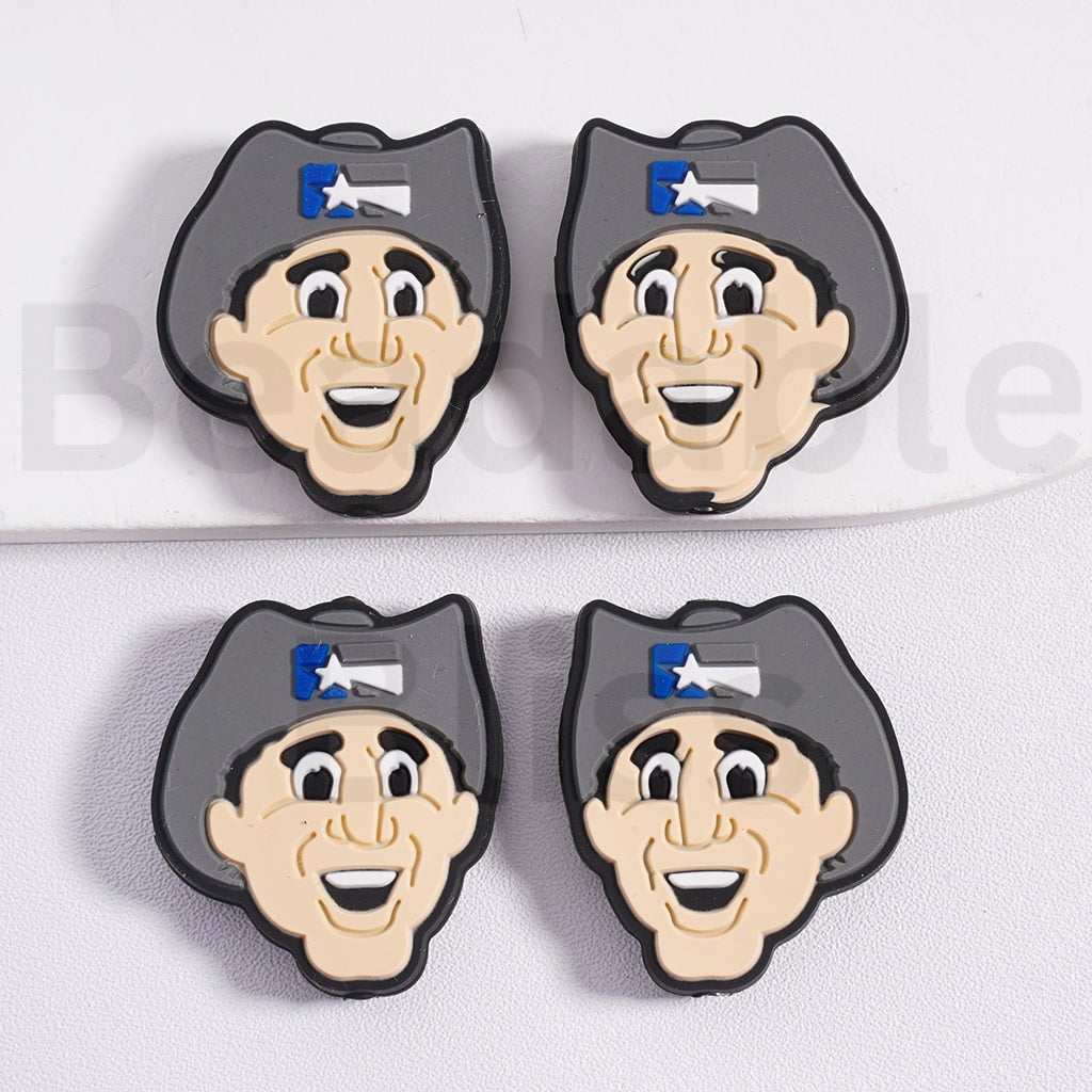 Silicone Focal Beads American Football Team Dallas Cowbo Mascot Rowd