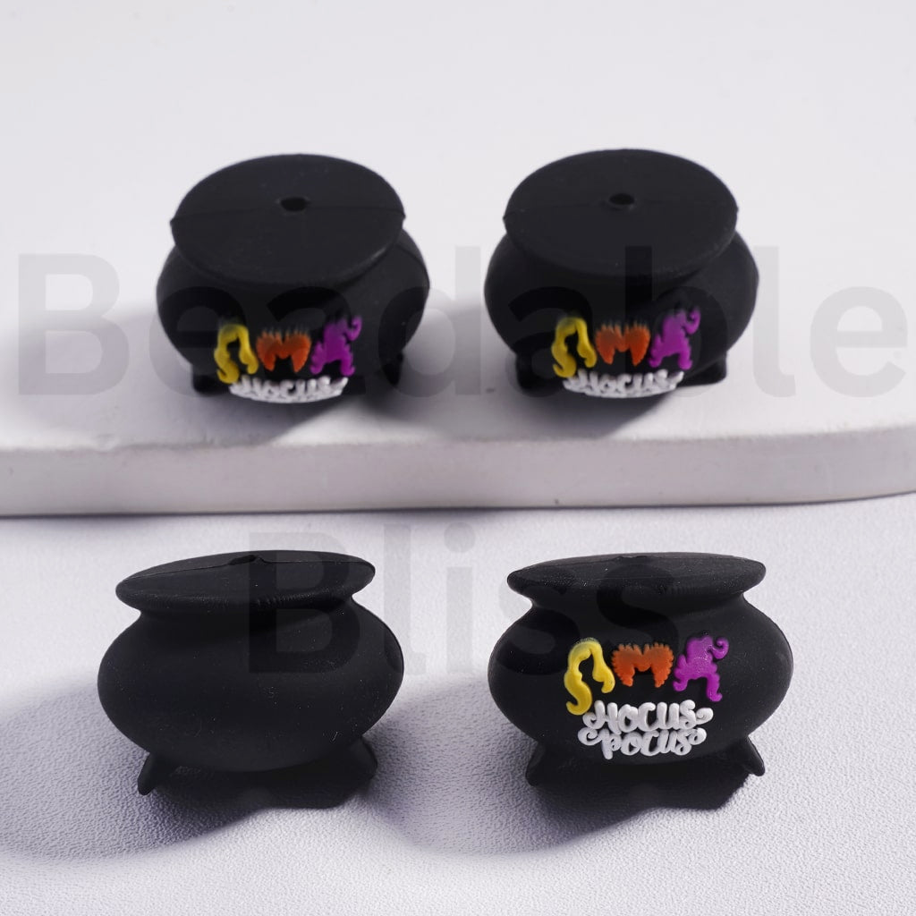 Silicone Focal Beads 3D Black Hocus Poc Cauldron