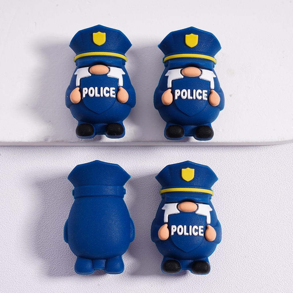 Silicone Focal Beads 3D Cute Gnome with Police Firefighter Doctor Uniform