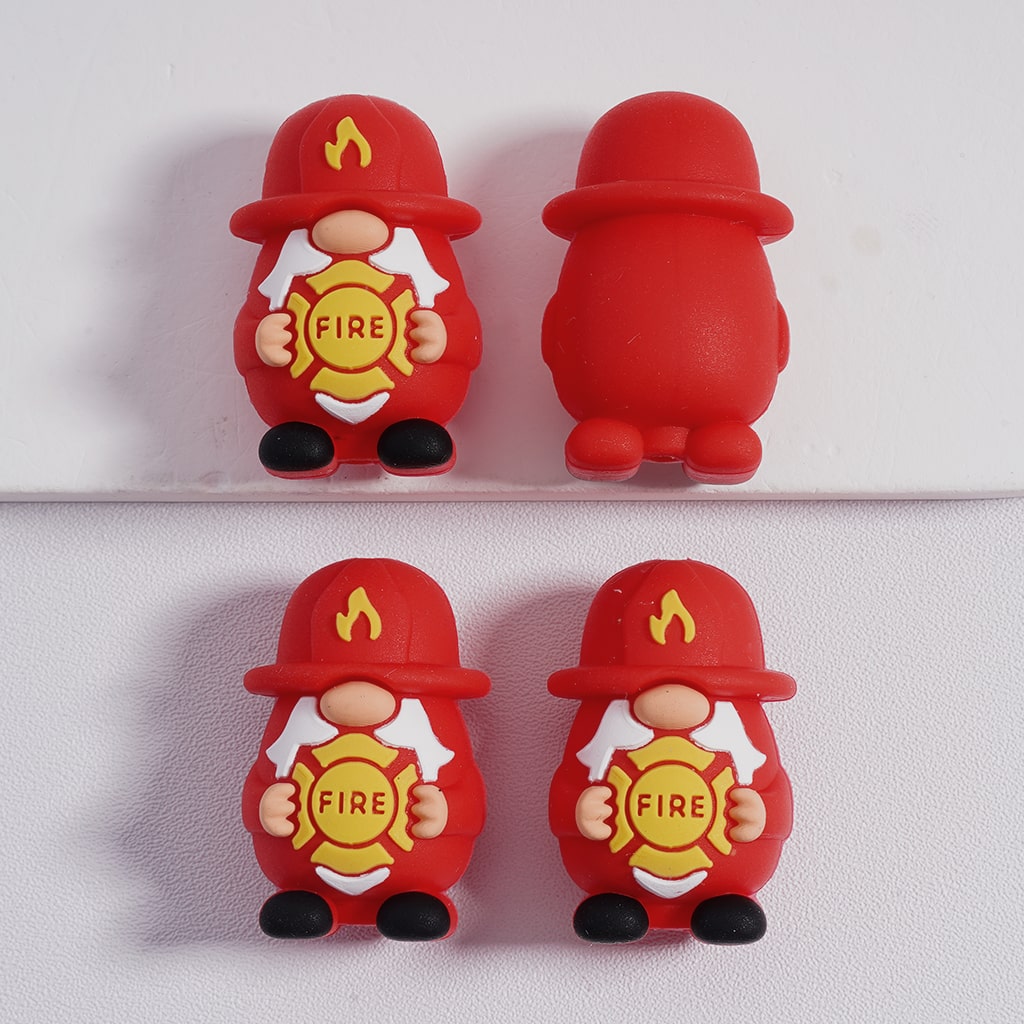 Silicone Focal Beads 3D Cute Gnome with Police Firefighter Doctor Uniform