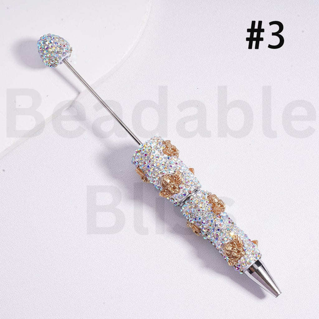 Beadable Clay Pens with AB Rhinestones Little Cute Gold God of Love Cupi with Wings