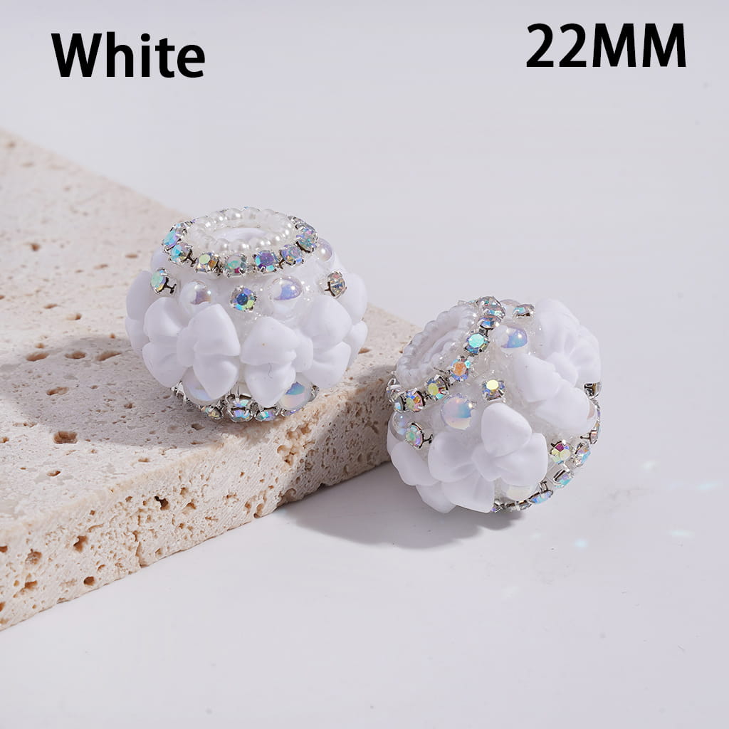 Acrylic Beads with Bowtie, AB Rhinestone and White Pearl Chains, 22MM, Multi-Color