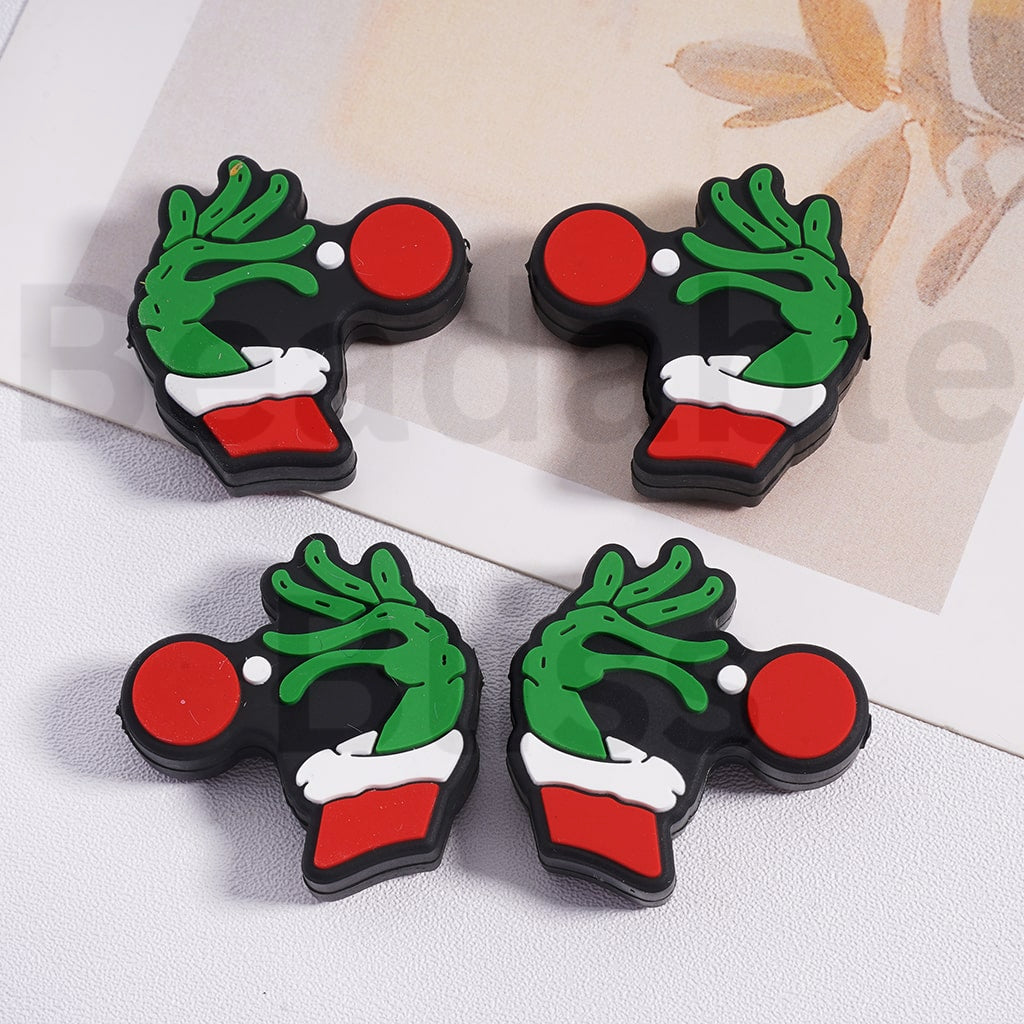 Silicone Focal Beads Green Monster Grinc's Hand Christmas