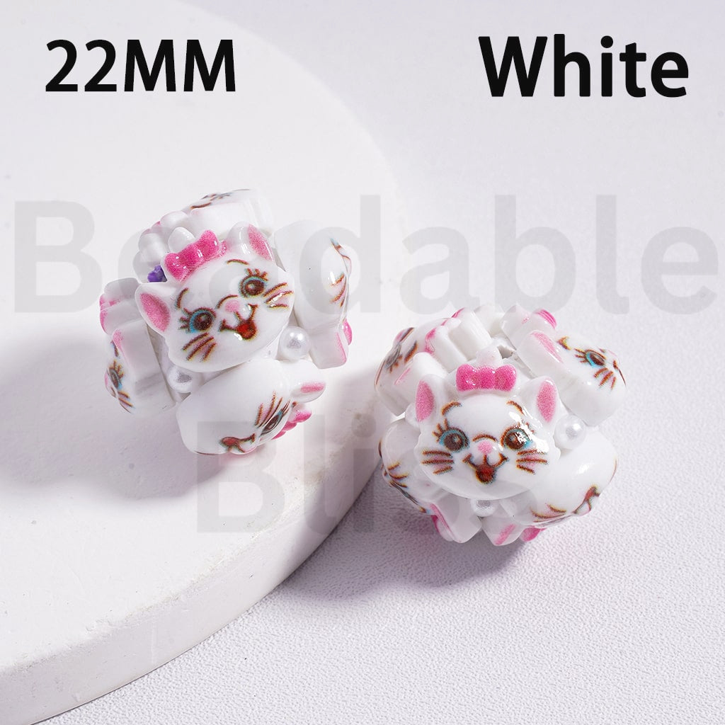 Clay Beads Cute Cartoon Winni the Poo Pigle Eeyor Mari Cat Tigge with White Pearls
