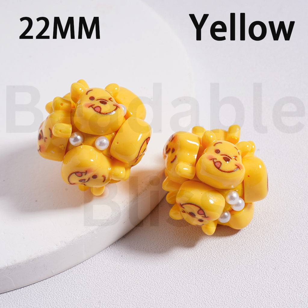 Clay Beads Cute Cartoon Winni the Poo Pigle Eeyor Mari Cat Tigge with White Pearls