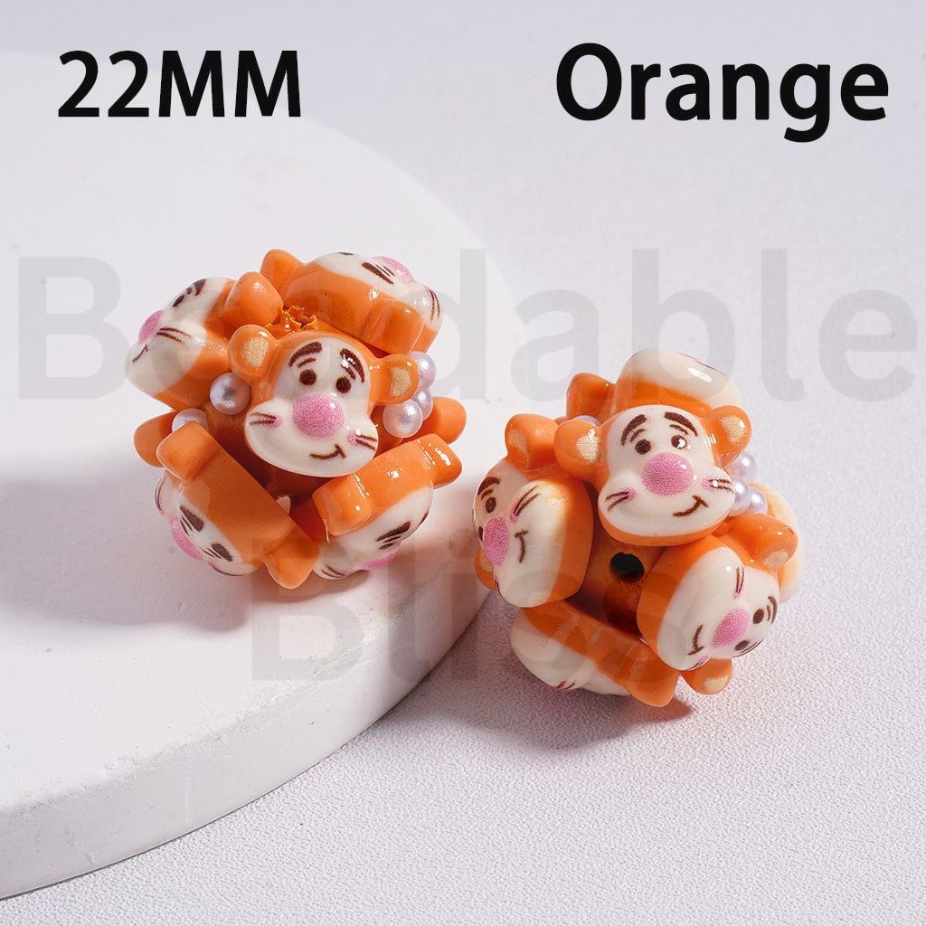 Clay Beads Cute Cartoon Winni the Poo Pigle Eeyor Mari Cat Tigge with White Pearls