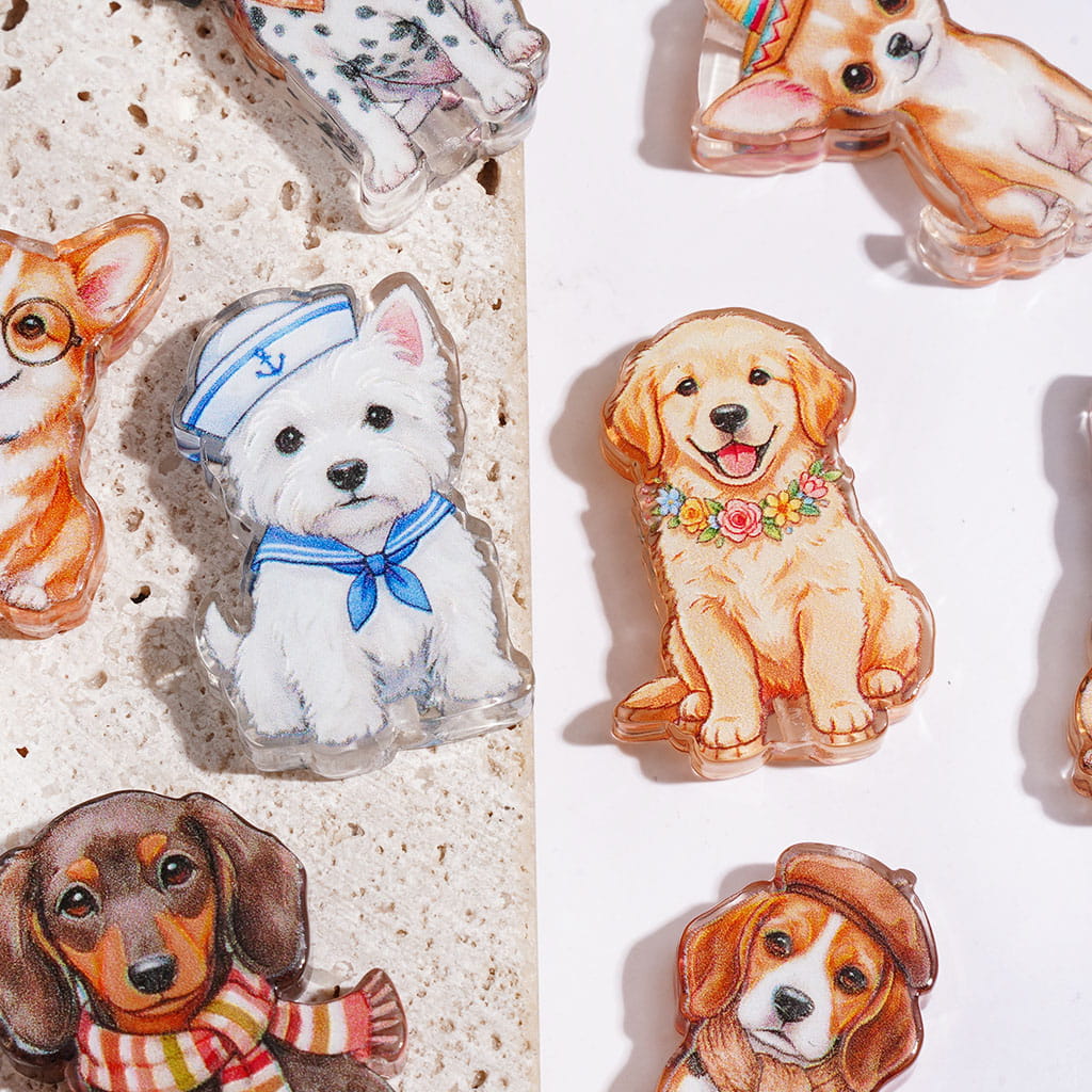 Acrylic Beads Lovely Dog in Various Series, Random Mix