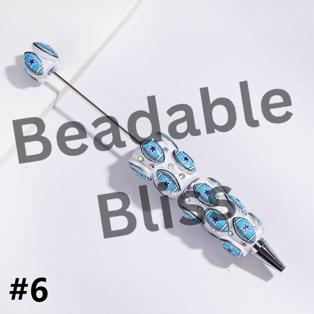 Beadable Clay Pens with American Football Theme and AB Rhinestones