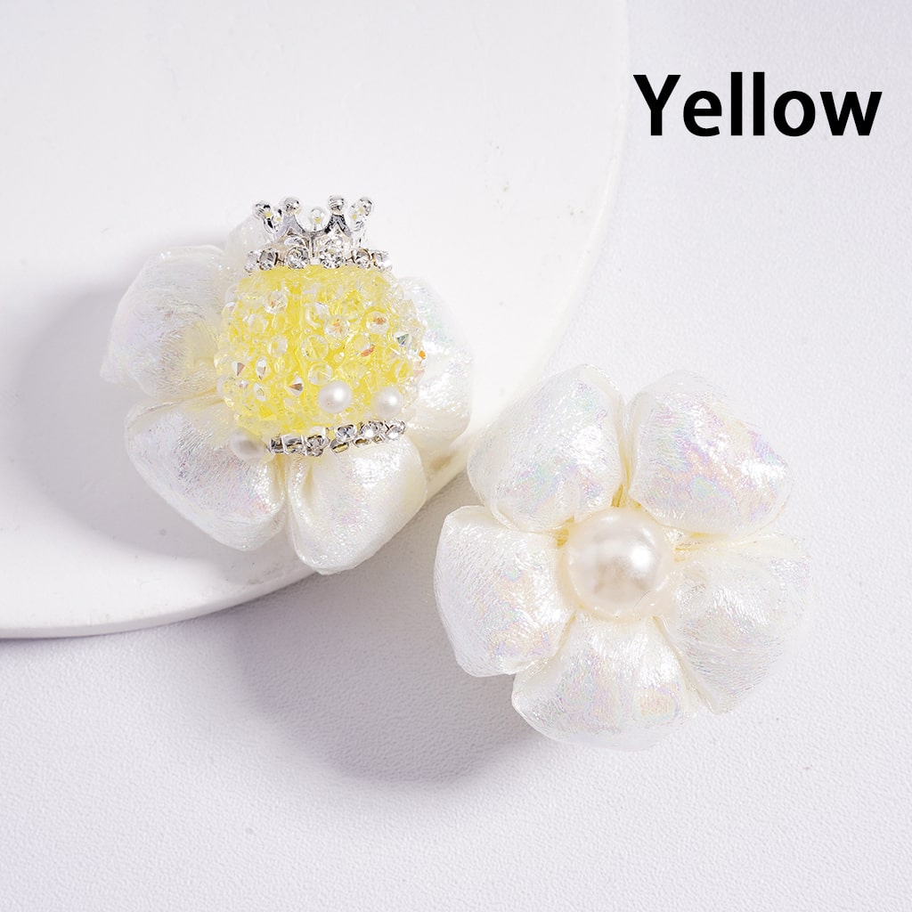 Sugar Acrylic Beads with White Pearls Clear Rhinestones Chains Silver Alloy Crown Shiny Fabric Flower Multi-Color