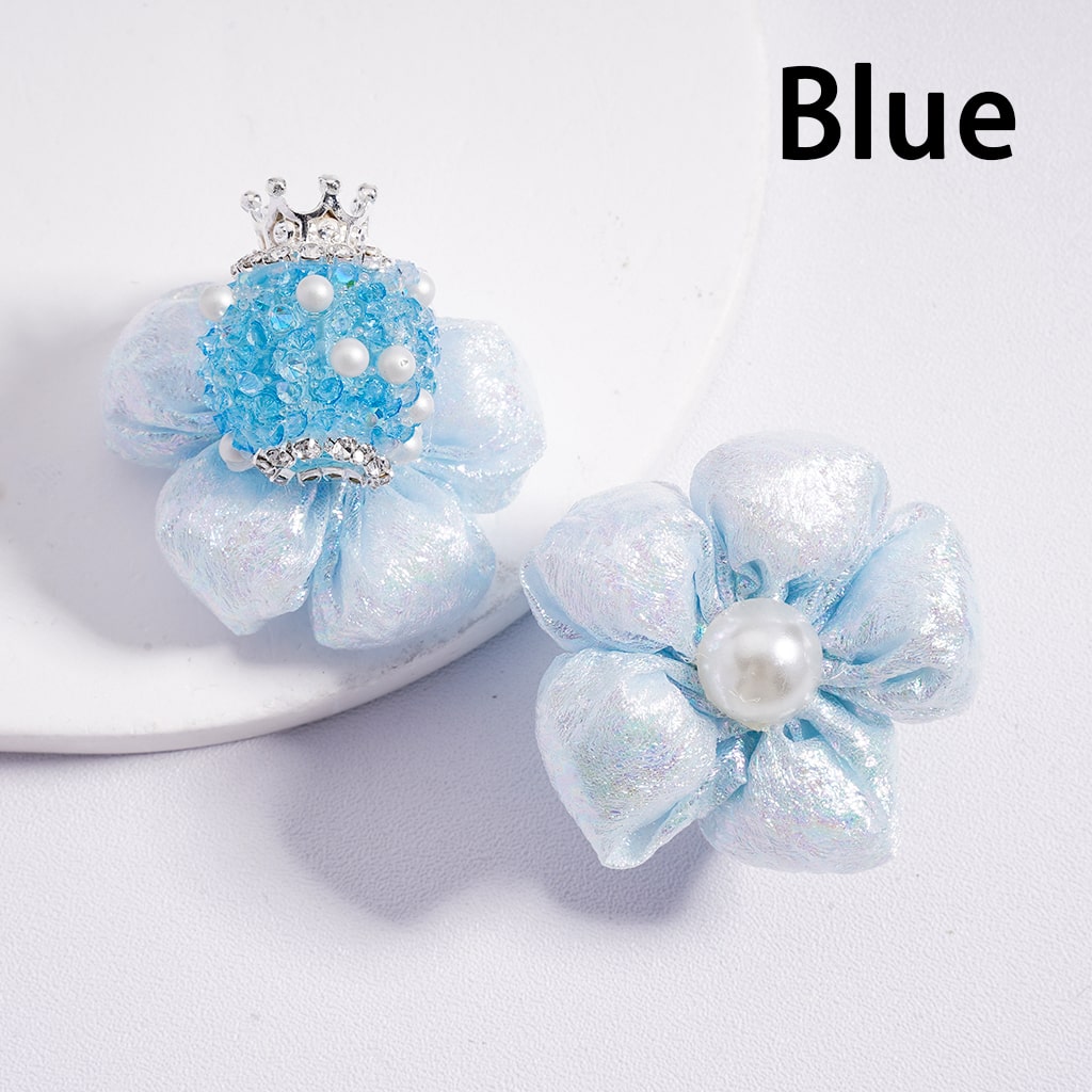 Sugar Acrylic Beads with White Pearls Clear Rhinestones Chains Silver Alloy Crown Shiny Fabric Flower Multi-Color