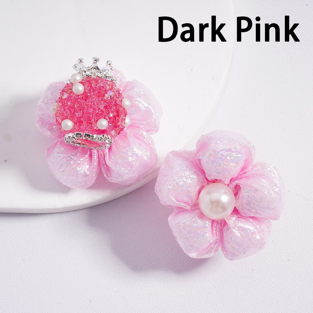 Sugar Acrylic Beads with White Pearls Clear Rhinestones Chains Silver Alloy Crown Shiny Fabric Flower Multi-Color