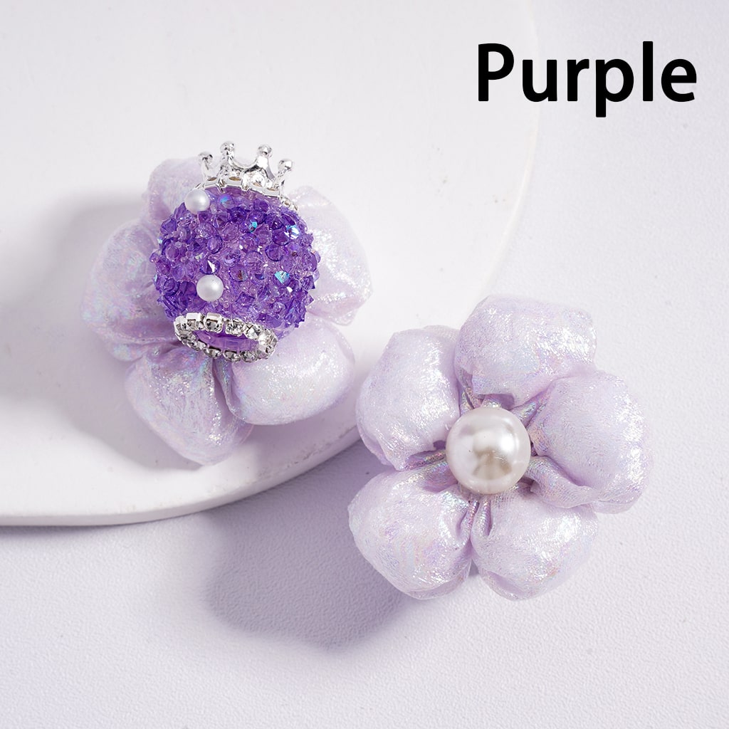 Sugar Acrylic Beads with White Pearls Clear Rhinestones Chains Silver Alloy Crown Shiny Fabric Flower Multi-Color