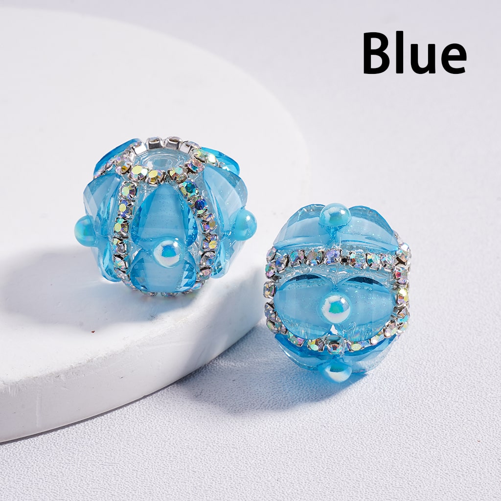 Acrylic Beads Shiny Heart & AB Rhinestones Round Pearls Multi-Color 20MM